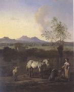 Karel Dujardin The Pasture Horses Cows and Sheep in a Meadow with Trees (mk05) oil painting picture wholesale